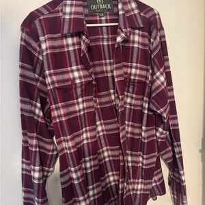 Outback Women's Burgundy Plaid Long Sleeve Shirt